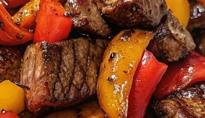 AIR FRYER HONEY GARLIC STEAK & SWEET PEPPER BITES