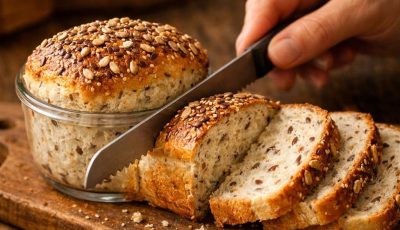 Seeded no knead jar bread