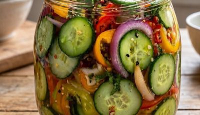 Mediterranean Pickled Cucumber, Onion & Bell Pepper Salad